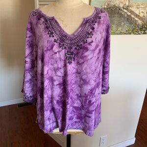Essentials Purple Tie-Dye tee shirt  with Embroidery